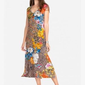 JOHNNY WAS Taylor Leopard High Slit Knit Dress Small, Medium